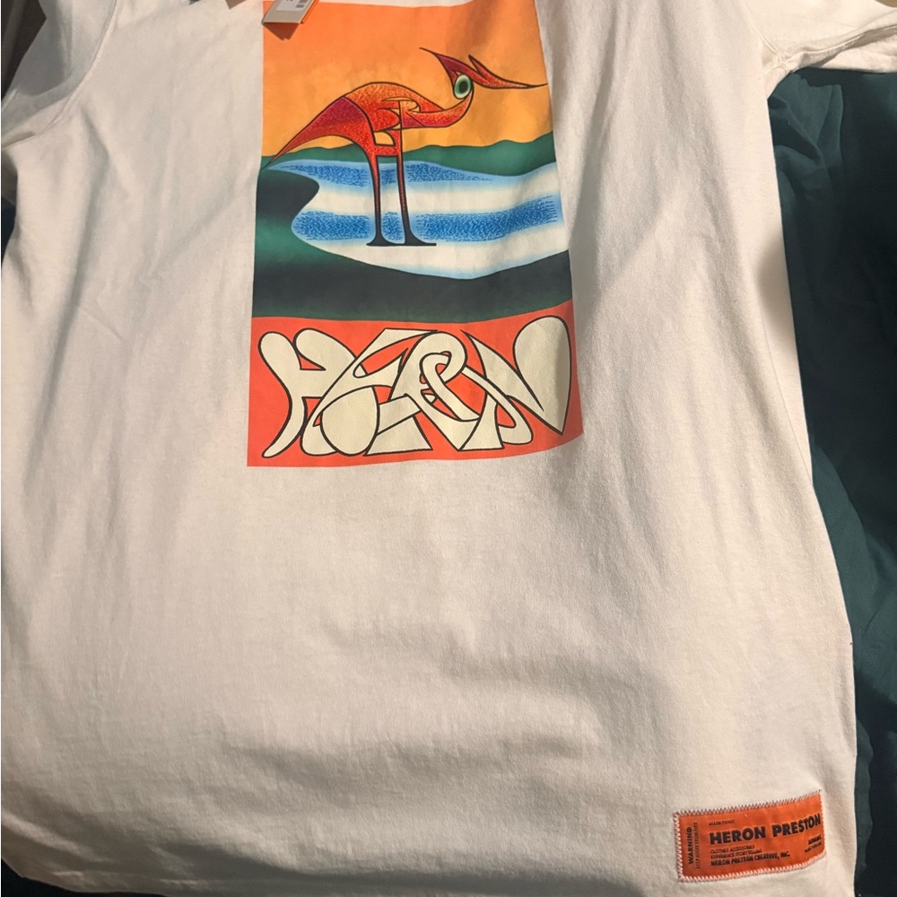 Heron Preston White Tee with Vibrant Graphic